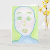 Bald Man Chalks Portrait Spirituelle Kunst Karte (Gelbe Blume)