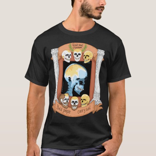 Bald Menschen Golden Skull. T-Shirt (Vorderseite)