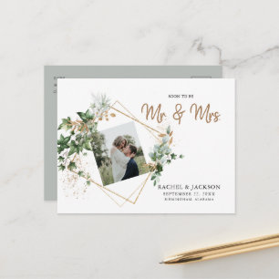 Bald Mr. & Mrs. Foto Hochzeit Termin Ankündigungspostkarte