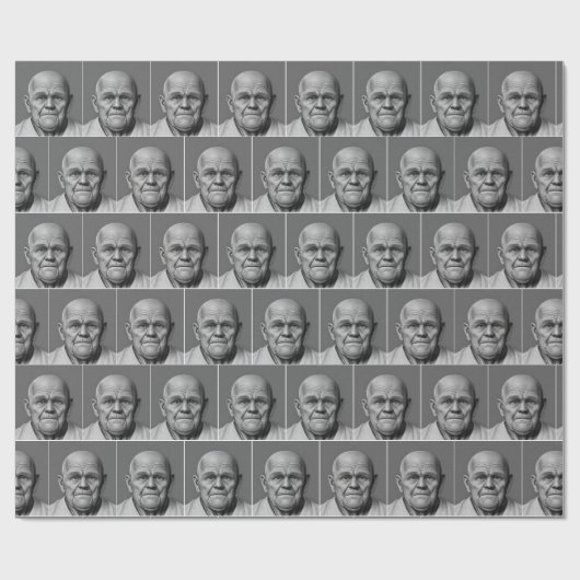 Bald Old Man on Gray Geschenkpapier (Flach)