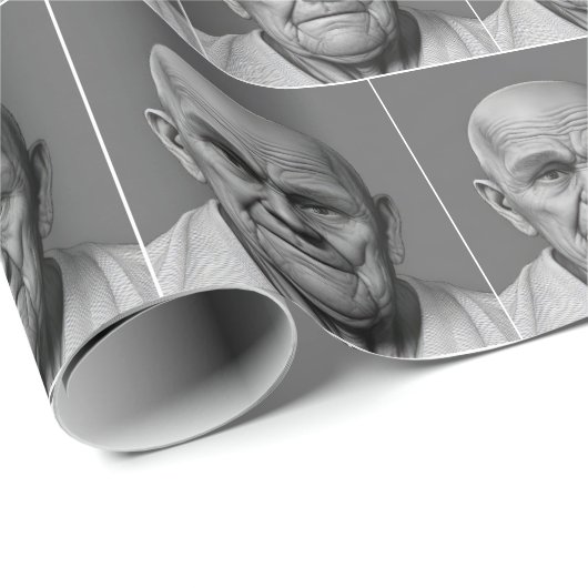Bald Old Man on Gray Geschenkpapier (Rolleneckpunkt)