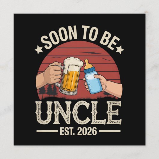 Bald Onkel 2026 Retro Schwangerschaftsankündigung Einladung (Vorderseite)