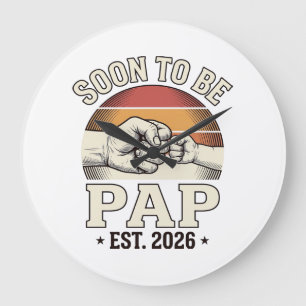 Bald Papa 2026 Vintage Baby Fist Bump Design_ Große Wanduhr