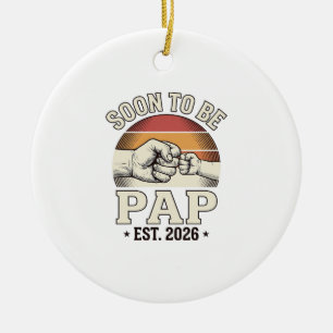 Bald Papa 2026 Vintage Baby Fist Bump Design_ Keramik Ornament