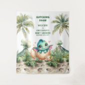 Bald Personalisierter Baby Dusche Banner Dino Wandteppich (Vorderseite)