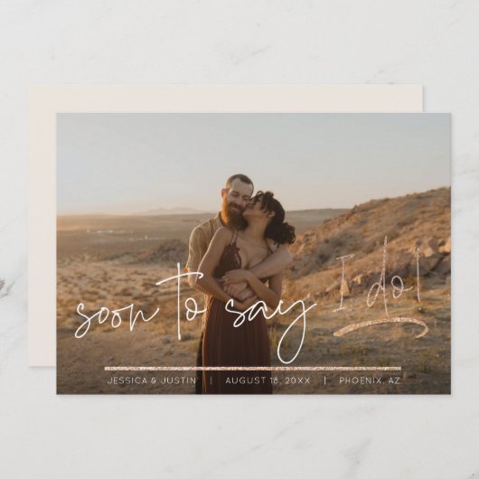 Bald sage ich Engagment Foto Moderne Hochzeit Save The Date (Vorne/Hinten)