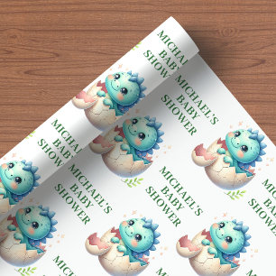 Bald schlüpfende Duschverpackung Papier Baby Dino  Geschenkpapier