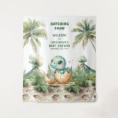 Bald schnelles Baby Dusche Hintergrund Blue Dino Wandteppich (Vorderseite)