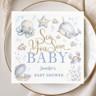 Bald sehen im Ozean - Baby Shower Junge Blau Papie Serviette