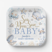 Bald sehen im Ozean - Baby Shower Junge Blau Pappteller (Vorderseite)