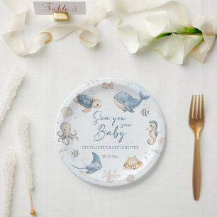 Bald sehen wir uns Baby Shower Pappteller