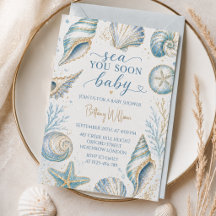 Bald sehen wir uns, blaue Meeresmuscheln Baby Show
