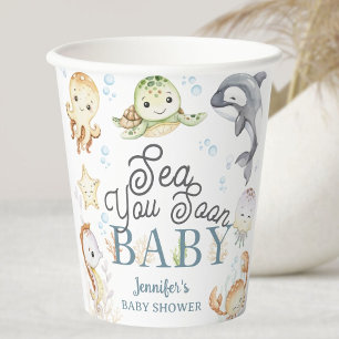 Bald sehen wir uns, Ozean-Baby-Party geschlechtsne Pappbecher