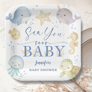 Bald sehen wir uns, Ozean-Baby-Party Pappteller