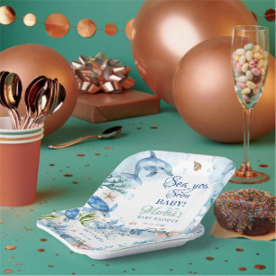 Bald sehen wir uns, Seashell-Baby-Party Pappteller