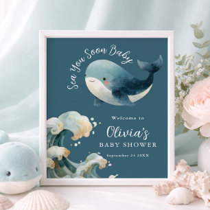 Bald sehen wir uns, Wal Baby Shower Karten Geschen Poster