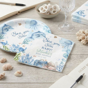 Bald sehen wir uns wieder Muschel-Baby-Party Serviette