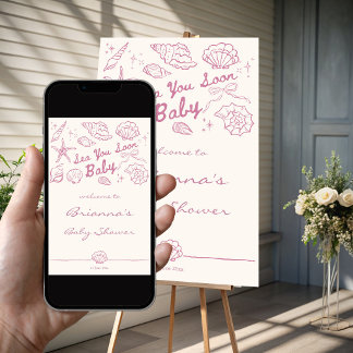 Bald sehen wir uns wieder Muscheln Baby Shower Wil Poster