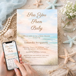 Bald sehen wir uns wieder Strand-Baby-Party Einladung