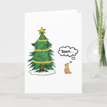 'Bald' Tree and Cat Holiday Card - Englisch, Orang