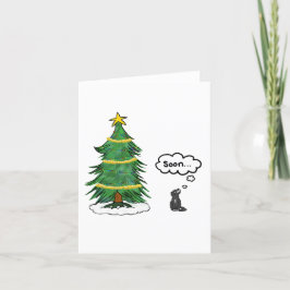 'Bald' Tree and Cat Holiday Card - Englisch, Tuxed Feiertagskarte