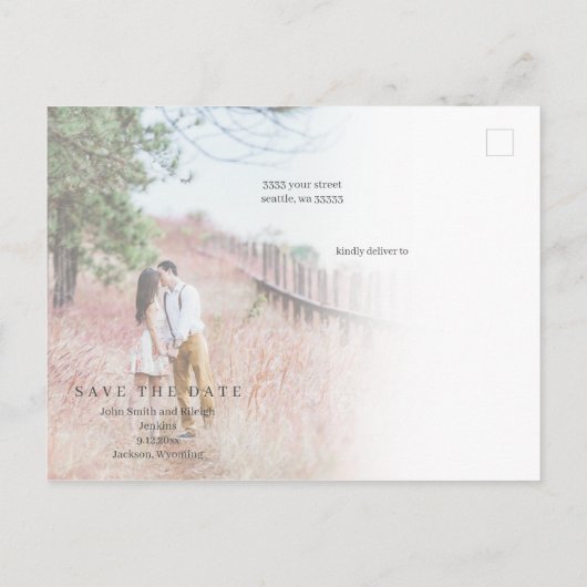 Bald, um Ihr Name Hochzeit speichern Sie das Datum Ankündigungspostkarte (Rückseite)
