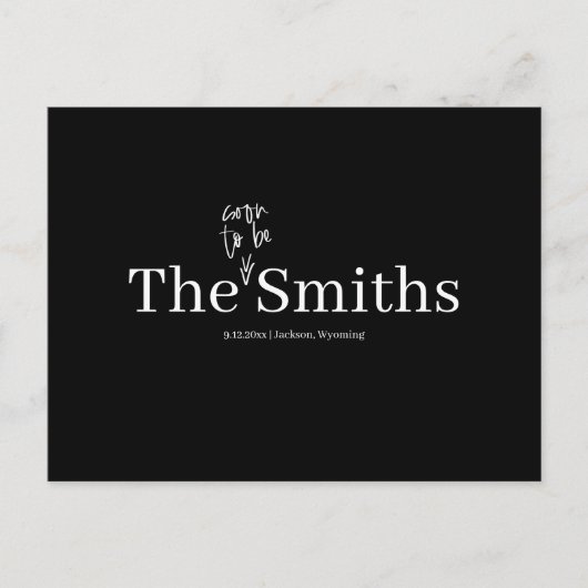 Bald, um Ihr Name Hochzeit speichern Sie das Datum Ankündigungspostkarte (Vorderseite)