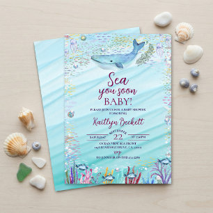 Bald unter dem Meer auf Wiedersehen Baby-Party Einladung