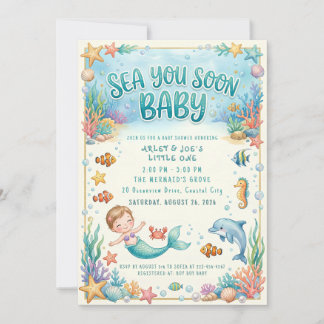 Bald unter dem Meer, Baby, bald! Baby Shower Einladung
