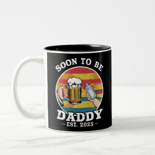 Bald Vater 2025 Erster Vater 2025 Retro Zweifarbige Tasse