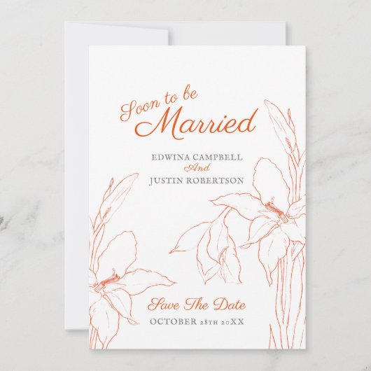 Bald verheiratet botanica Art gladiolus orange Save The Date (Vorderseite)