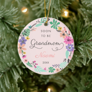 Bald werden Oma Personalisierten Wildblumen Kranz Keramik Ornament