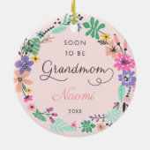Bald werden Oma Personalisierten Wildblumen Kranz Keramik Ornament (Hinten)