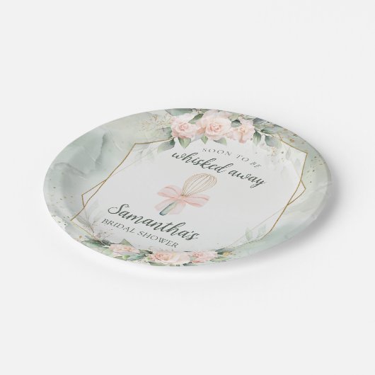 Bald werden wir weggeblasen Pink Floral Brautparty Pappteller (Schrägansicht)