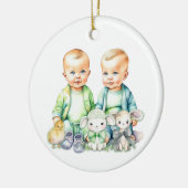 Bald werden Zwillinge kommen bald Ankündigung Keramik Ornament (Links)