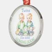 Bald werden Zwillinge kommen bald Ankündigung Ornament Aus Metall (Links)