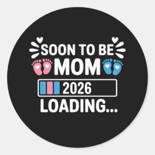 Bald werdende Mutter 2026 Schwangerschaftsankündig Runder Aufkleber