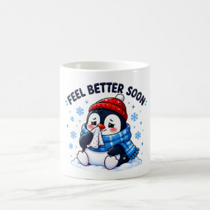 Bald wieder gesund Pinguin Gute Besserung Gruß Kaffeetasse