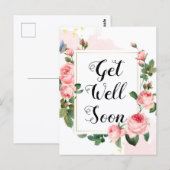 bald wieder gesund werden, Aquarellfarben-Hintergr Postkarte (Vorne/Hinten)
