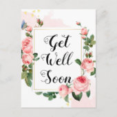 bald wieder gesund werden, Aquarellfarben-Hintergr Postkarte (Vorderseite)