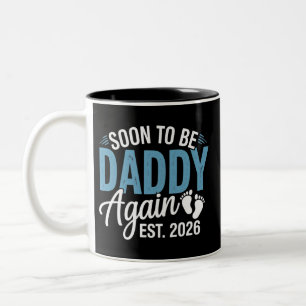 Bald wieder Papa Est 2026 Dad Baby Ankündigung Zweifarbige Tasse
