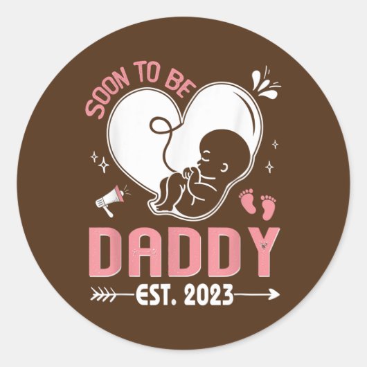 Bald wird Daddy 2023 Baby Reveal Mama Schwangersch Runder Aufkleber (Vorderseite)