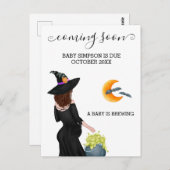 Bald wird die Schwangerschaftsankündigung HexenHal Postkarte (Vorne/Hinten)