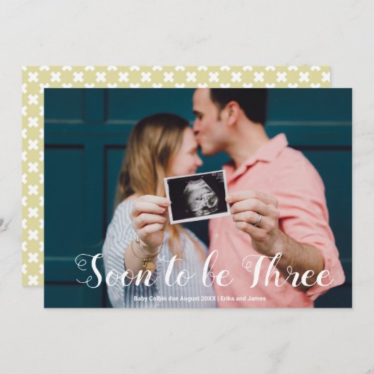 Bald wird drei Foto Overlay Custom Pregnancy Ankündigung (Vorne/Hinten)