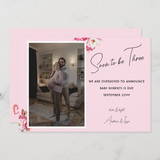 Bald wird drei Foto Schwangerschaft Ankündigung (Vorne/Hinten)