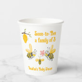 Bald wird eine Familie mit 3 Kinderdusche. Pappbecher (Vorderseite)