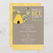 Bald wird eine Familie von drei Baby-Dusche Einladung (Vorne/Hinten)