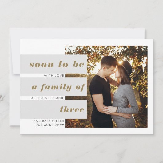 Bald wird Foto Text Block Overlap Schwangerschaft Ankündigung (Vorderseite)
