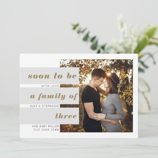 Bald wird Foto Text Block Overlap Schwangerschaft Ankündigung (Stehend Vorderseite)