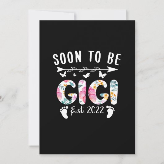 Bald wird Gigi Anfang 2022 florale neue Oma Mutter Save The Date (Vorderseite)